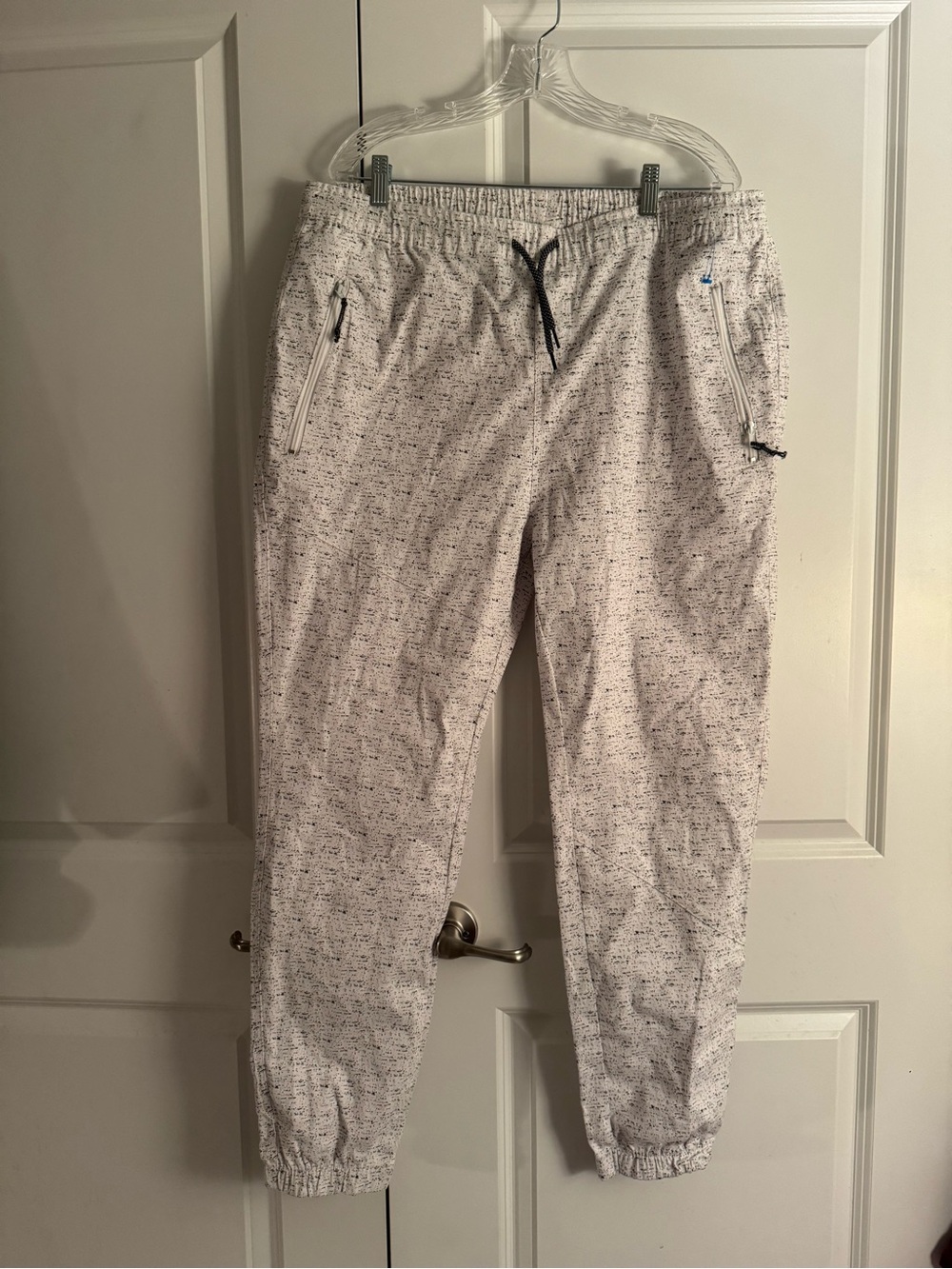 Men's Retro Stitch Casual Drawstring Jogger Pants - White Speckle size xxl